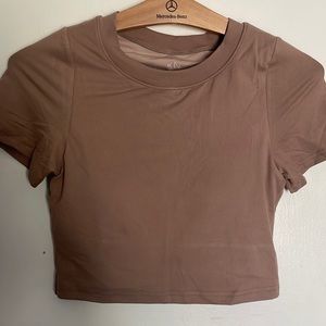 Klassy Network, Crop T Shirt Brami, Color Brown, Size Small